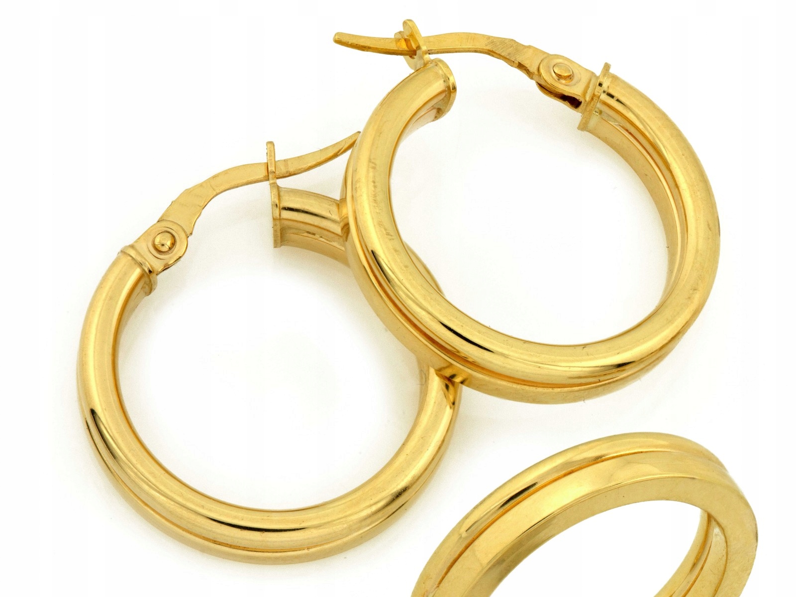 Náušnice zlaté 585 kolečka klasické elegantní 22 mm široké 3.7 mm dárek