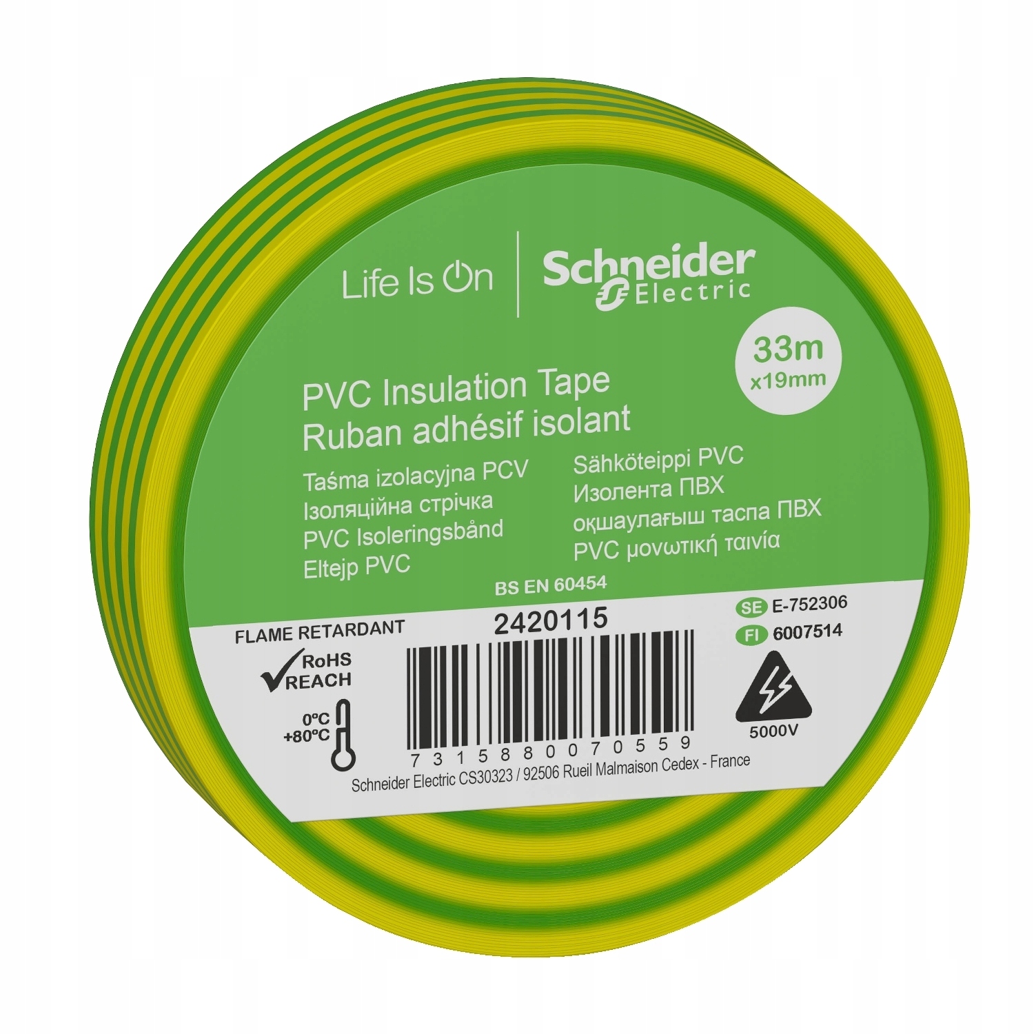 

Schneider Taśma izolacyjna żółtozielona 19mm x 33m