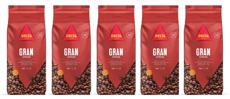 Levně 5 x Káva tradičně pražená zrnková Gran Espresso 1 kg Delta