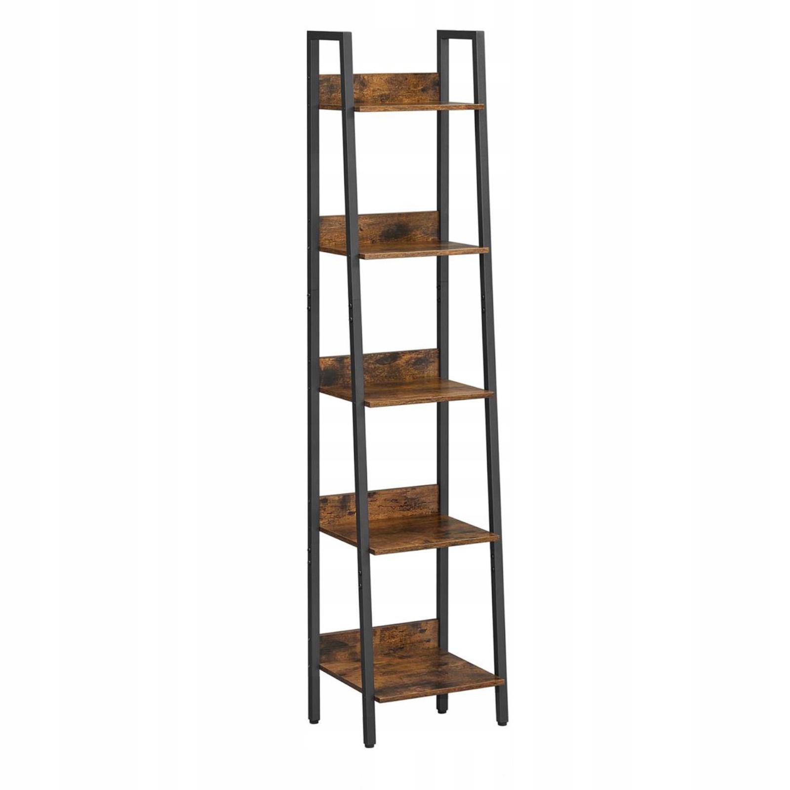 Regál Knihovna do obývacího pokoje Na Knihy do pokoje Loft tmavě hnědá Žebřík