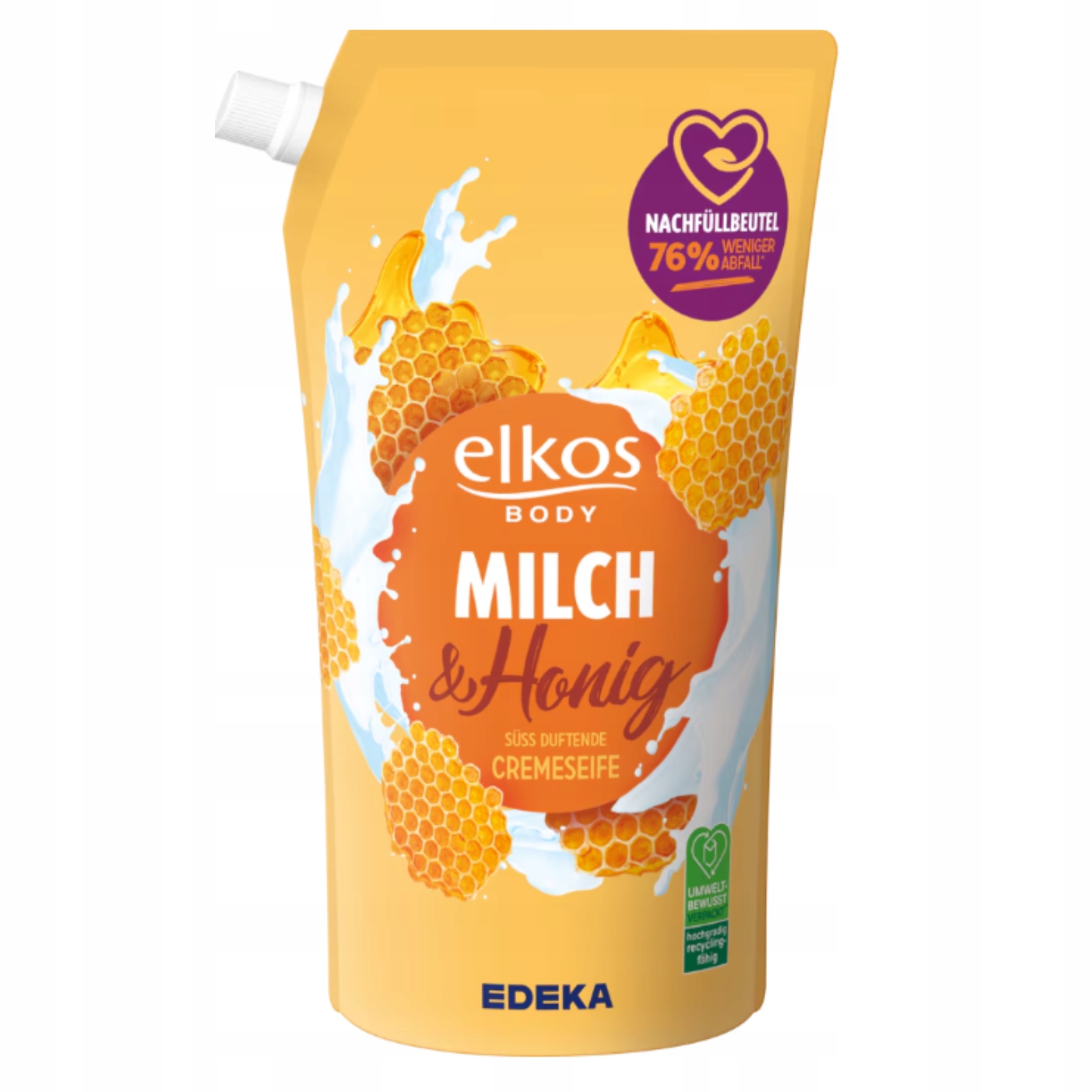 Elkos Milk & Honey tekuté mýdlo zásoba mléka a medu 1000 ml