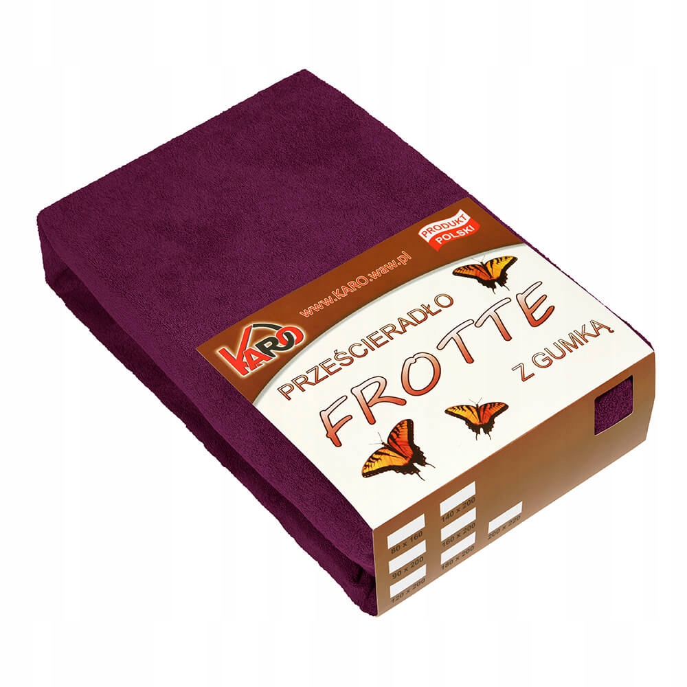 Froté prostěradlo s gumou 200x220 švestkové Karo