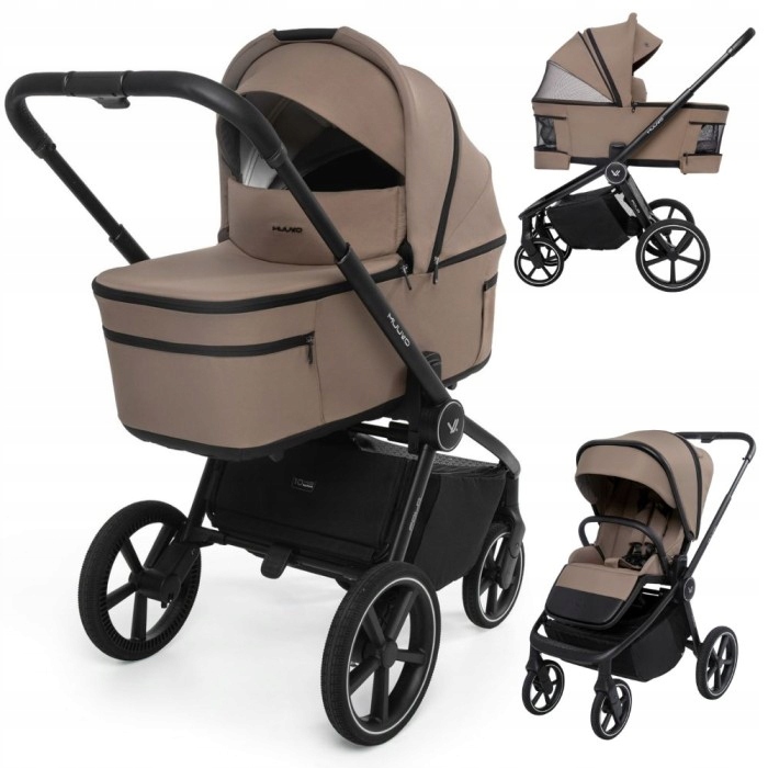 Wózek 2w1 przodem tyłem Muuvo Fold Mokka składana gondola