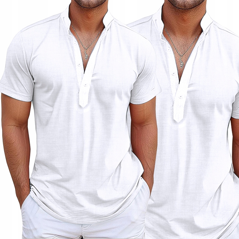 Pánská košile Stojka Len Casual Prodyšná Lněná