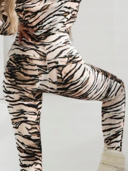 By Mielczarkowski legíny Push-Up velurové prémiové pohodlné Tiger Zebra S