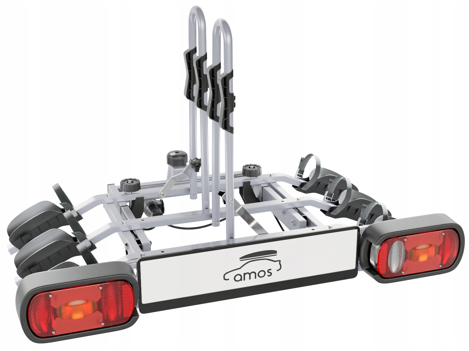 BAGAŻNIK PLATFORMA NA HAK 3 ROWERY 13 PIN UDŹWIG DO 75kg UCHYLANY + ZAMEK Producent AMOS