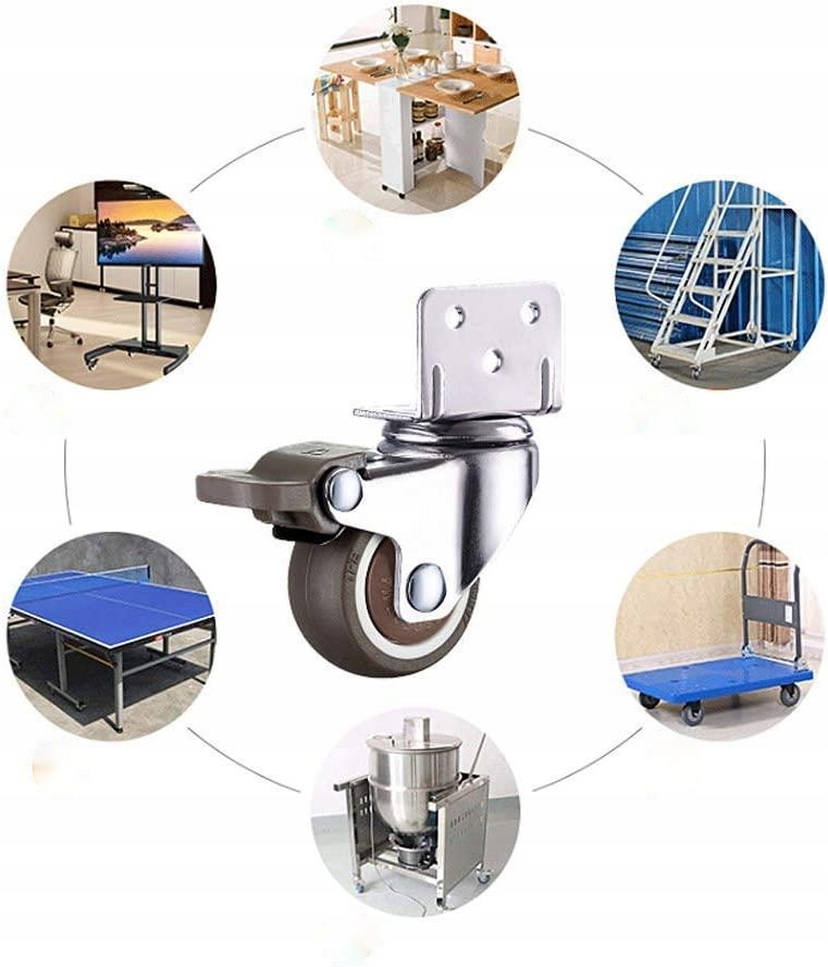 KÓŁKO MEBLOWE OBROTOWE FI 32 Srebrny Z HAMULCEM Długość 1 m