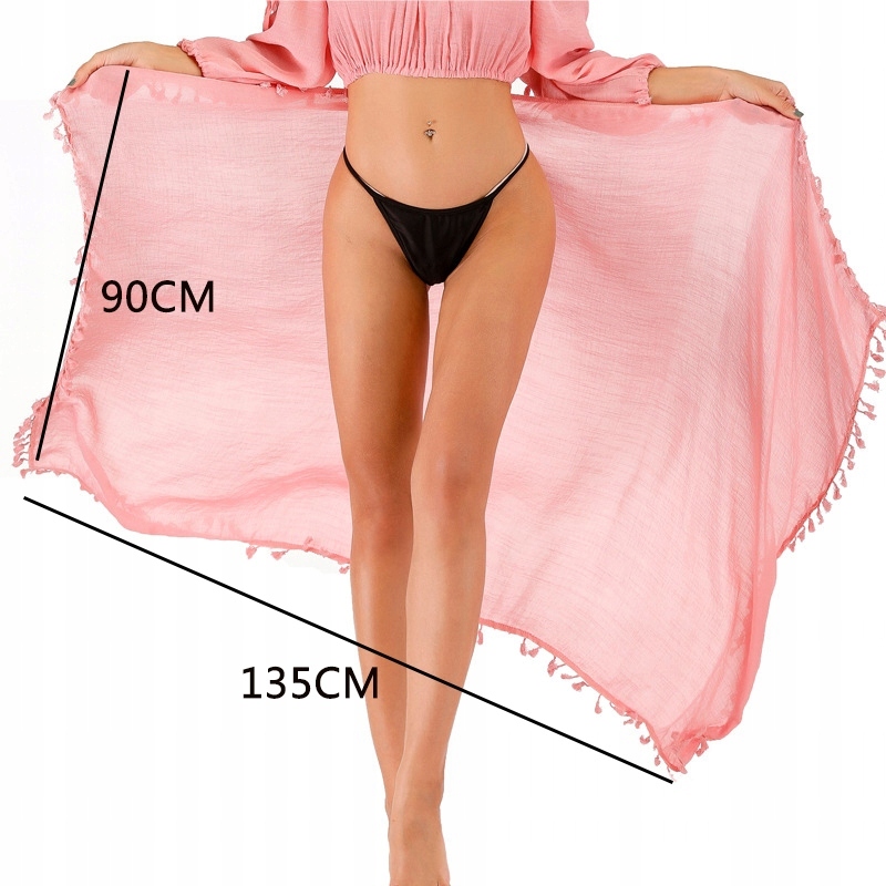 PAREO CHUSTA PLAŻOWA FRĘDZLE narzutka BOHO KOLORY Materiał dominujący bawełna