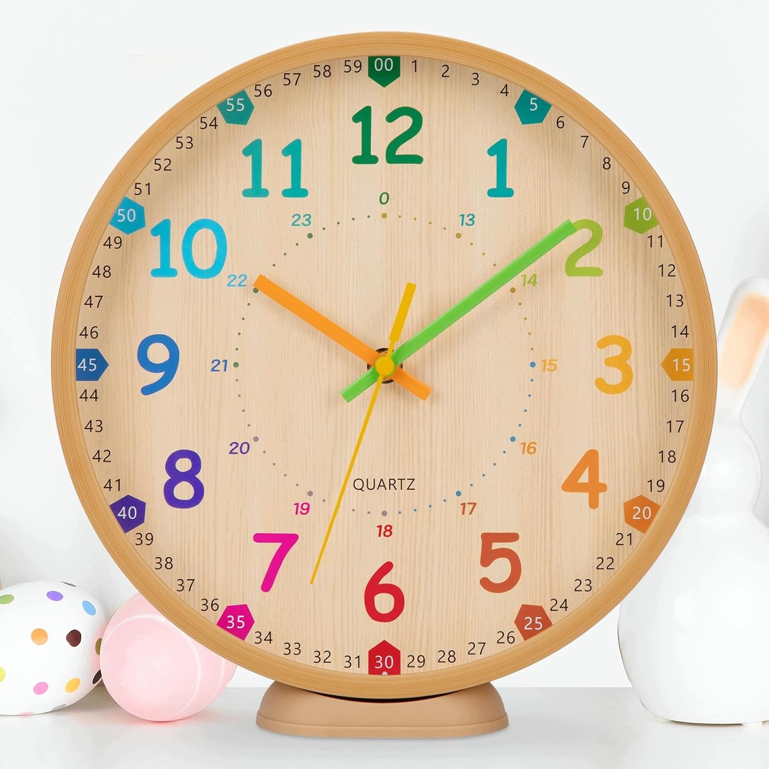 Zegar ścienny dla dzieci do nauki czasu 25 cm cichy bez tykania