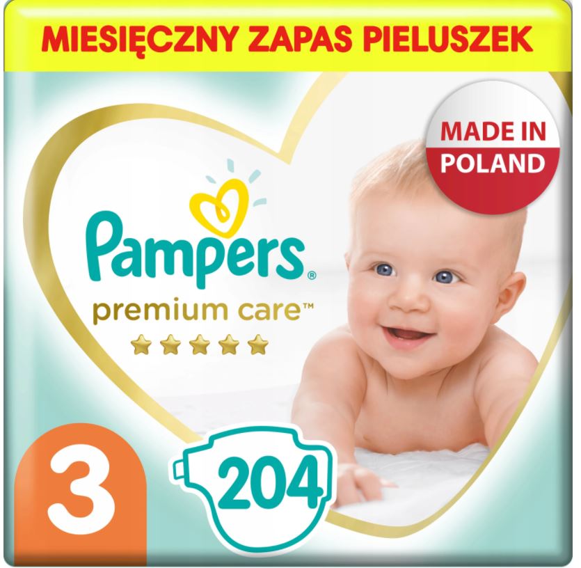 PAMPERS Plenky Premium Care 3 Midi 204 ks PROMO