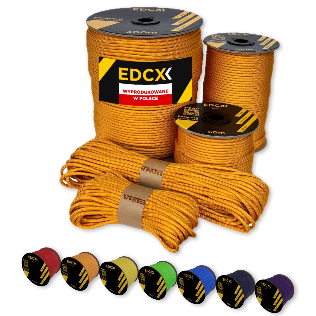 Linka Edcx 4mm Paracord 550 (Orange Yellow, 30m) Wyprodukowane w Polsce