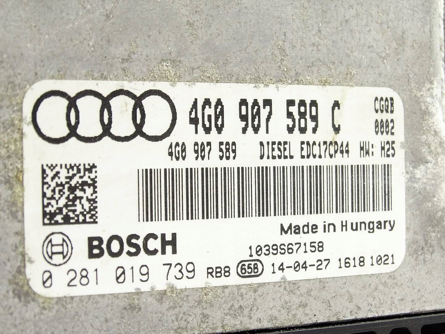 computer control unit of the engine ECU AUDI A6 C7 A7 4G 3.0 Bi TDI 4G0907589C