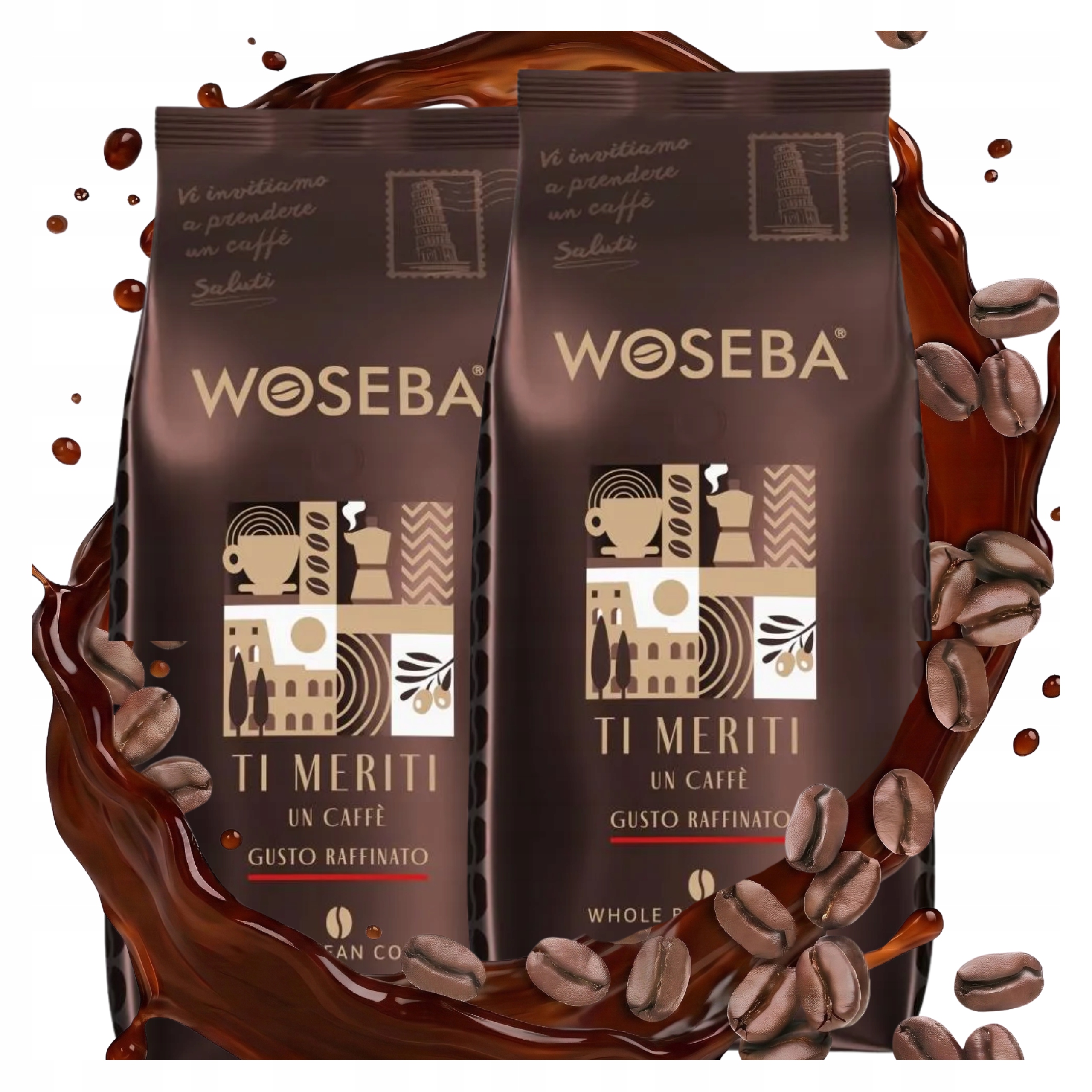 Levně Káva Zrnková 2 kg Woseba Ti Meriti Gusto Raffinato Arabica Robusta 2x1 kg