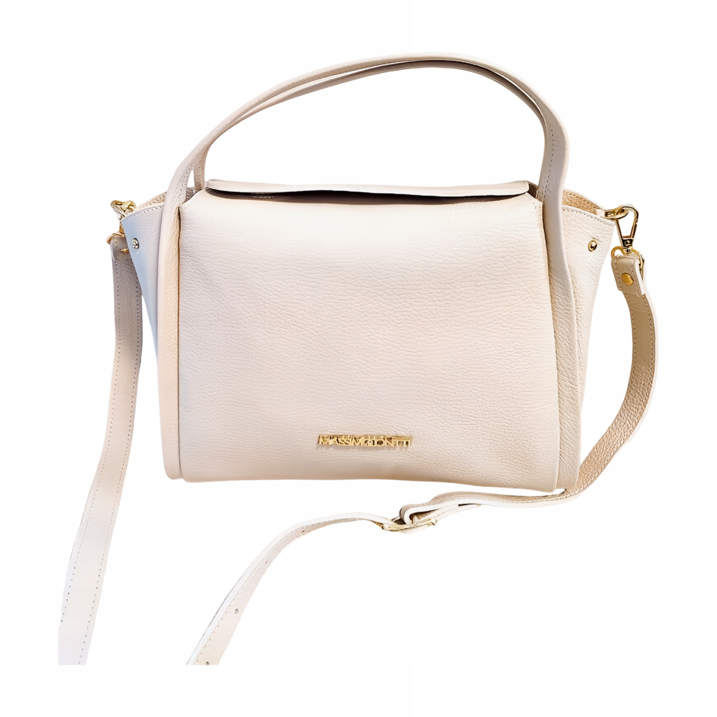 Massimo Contti kožená kabelka shopperka béžová