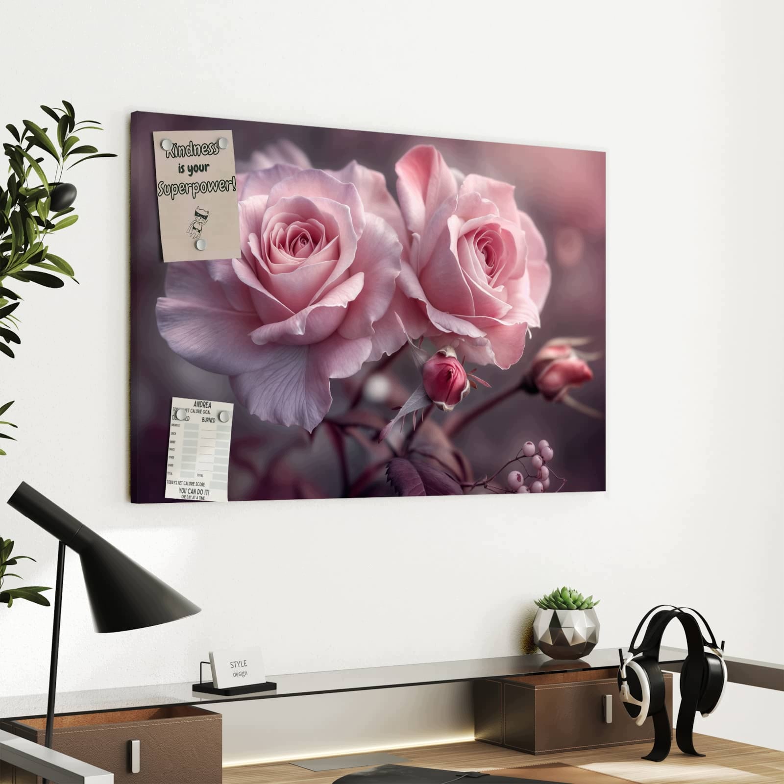 Magnetická tabule Romantické Růže 60 × 40 cm