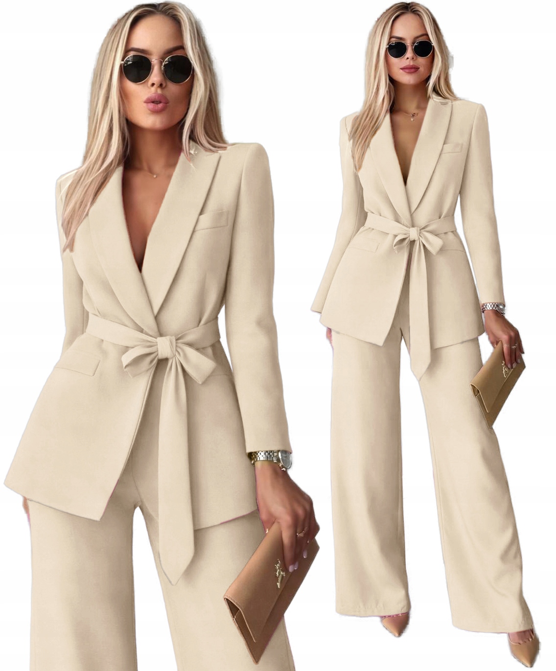 Elegantní Garnitur Komplet dámské široké kalhoty sako 46 Alexis