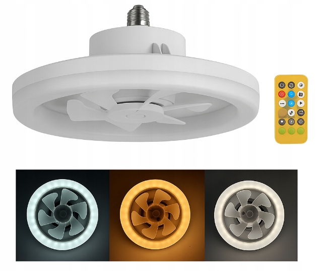 Stropní Ventilátor Větrák S Led Lampou stmívání E27 Regulovatelný