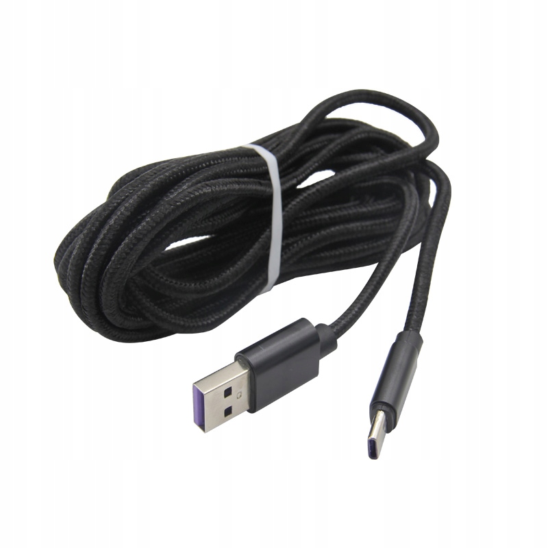 Kabel USB typ C do ładowania pada PS5 PlayStation 5 Oplot 3m Czarny