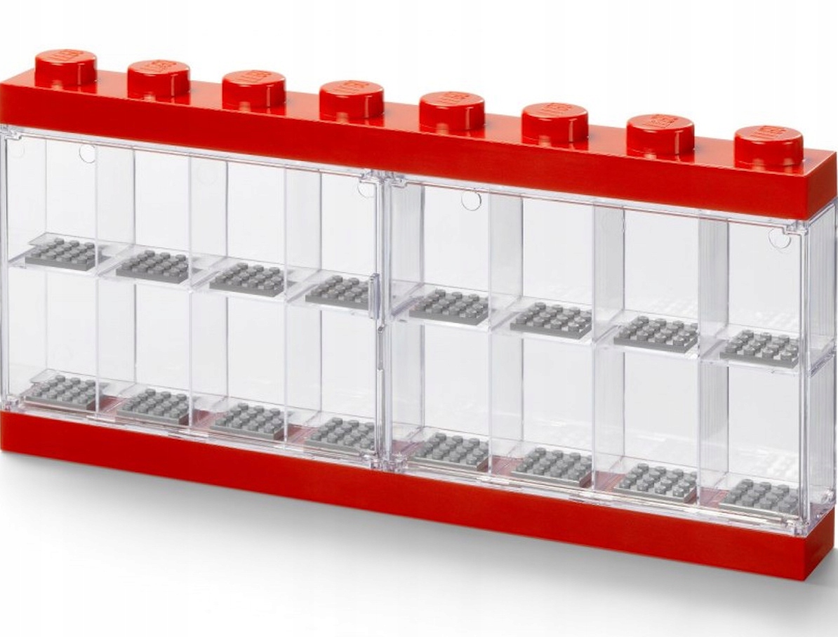 Lego Vitrína na minifigurky Vitrína na 16 minifigurek Regál Červený