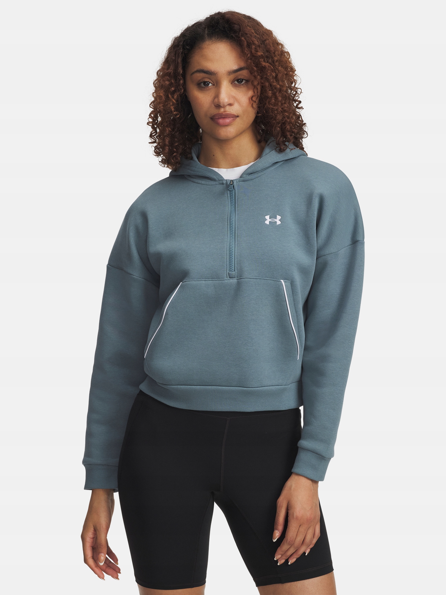 Under Armour Dámská mikina Under Armour Rival Flc Piped Hz Hoodie-BLU