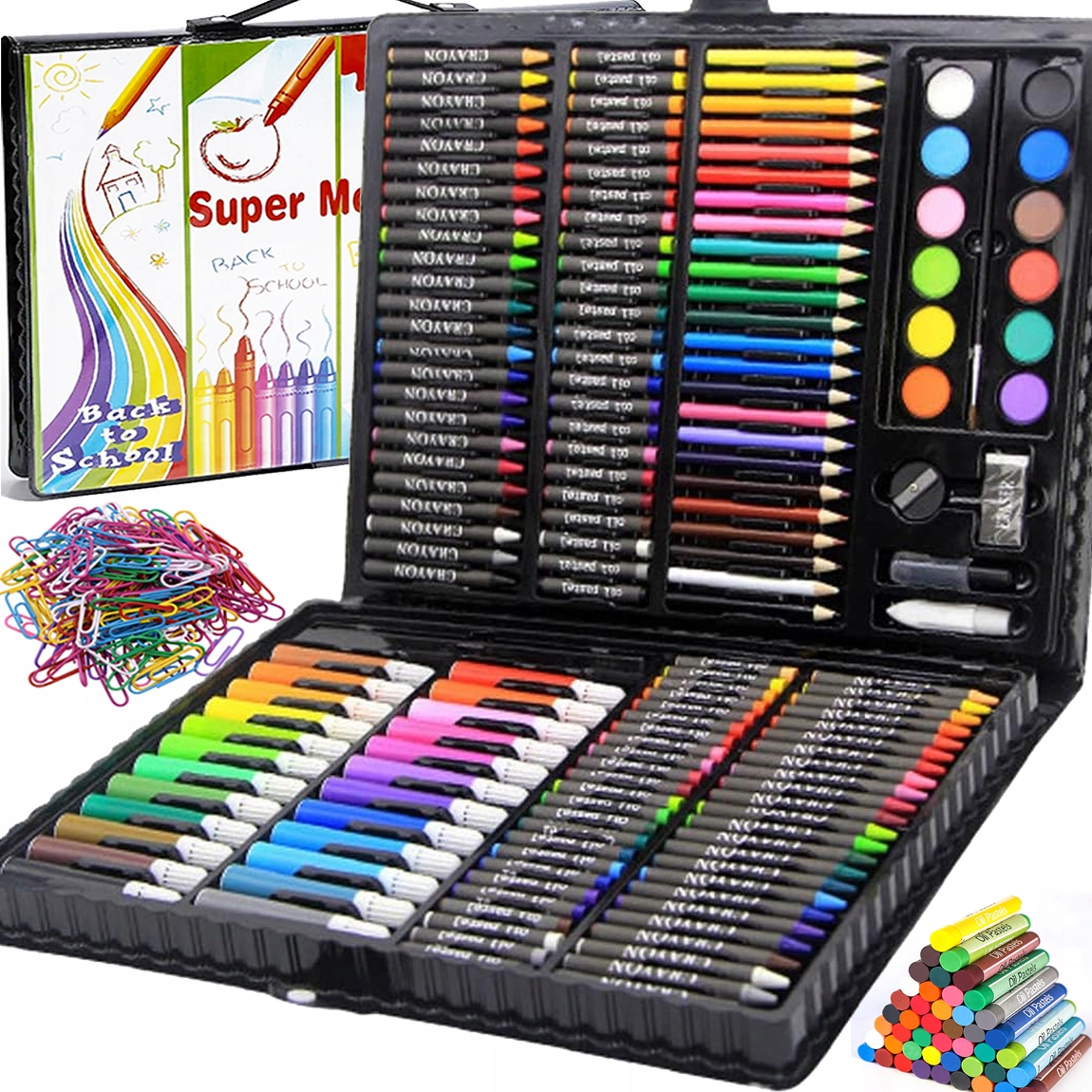 DUŻY ZESTAW ARTYSTYCZNY DO MALOWANIA DLA DZIECI PLASTYCZNY + WALIZKA 208el.