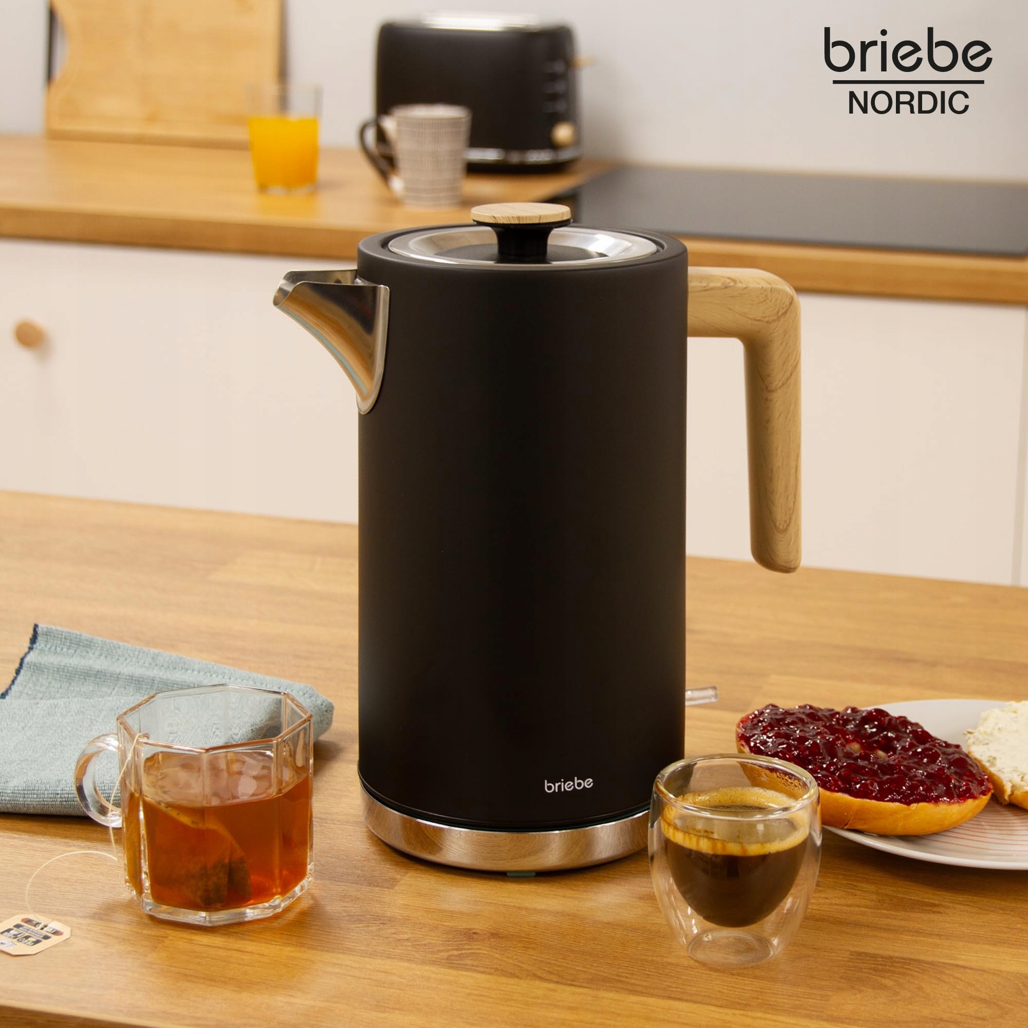 BRIEBE Czajnik Elektryczny 1,7L 2200W Bezprzewodowy BPA Free Nordycki Desig — miniatura 2