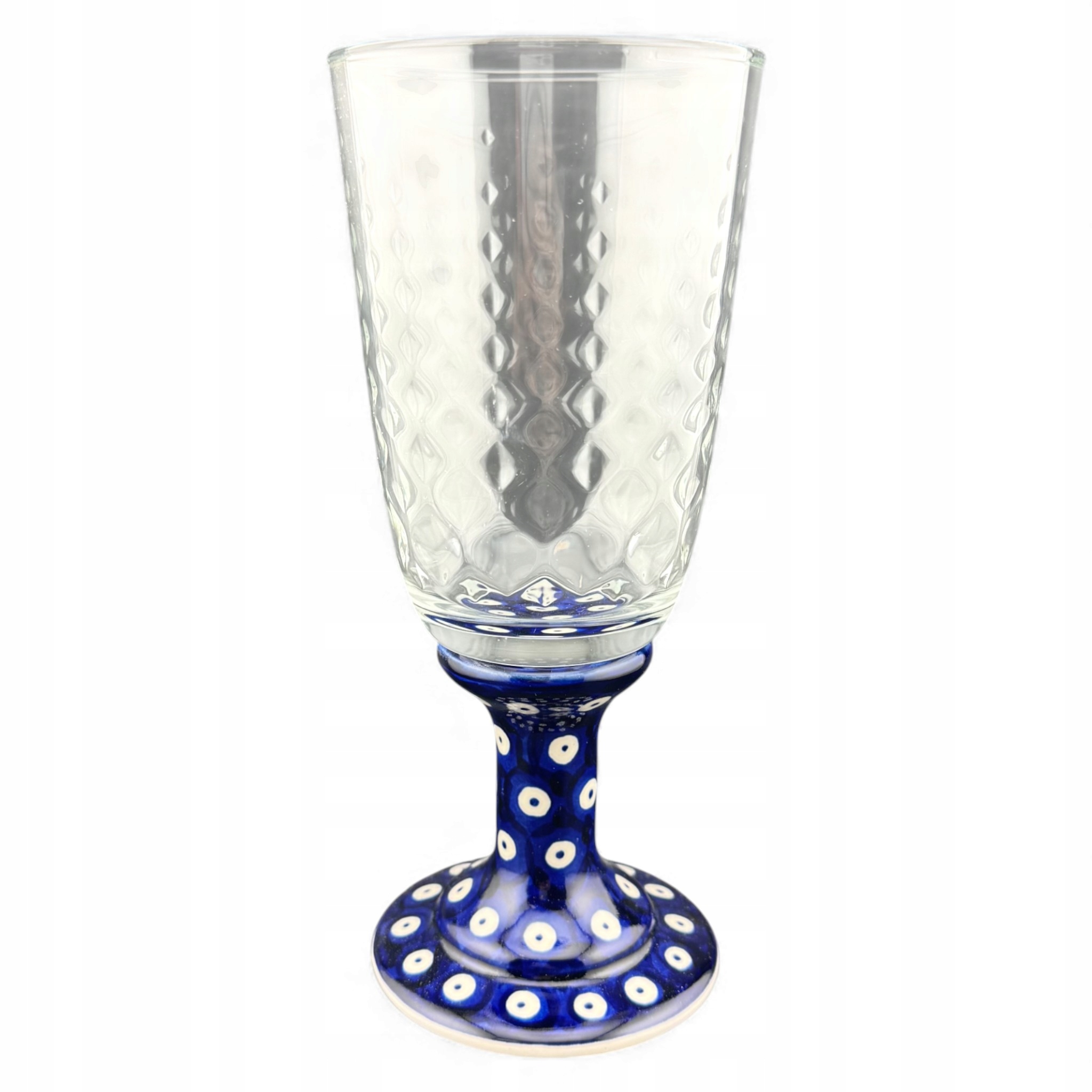 Kielich na ceramicznej stopce 350 ml Kropka dek. 10 Ceramika Bolesławiec