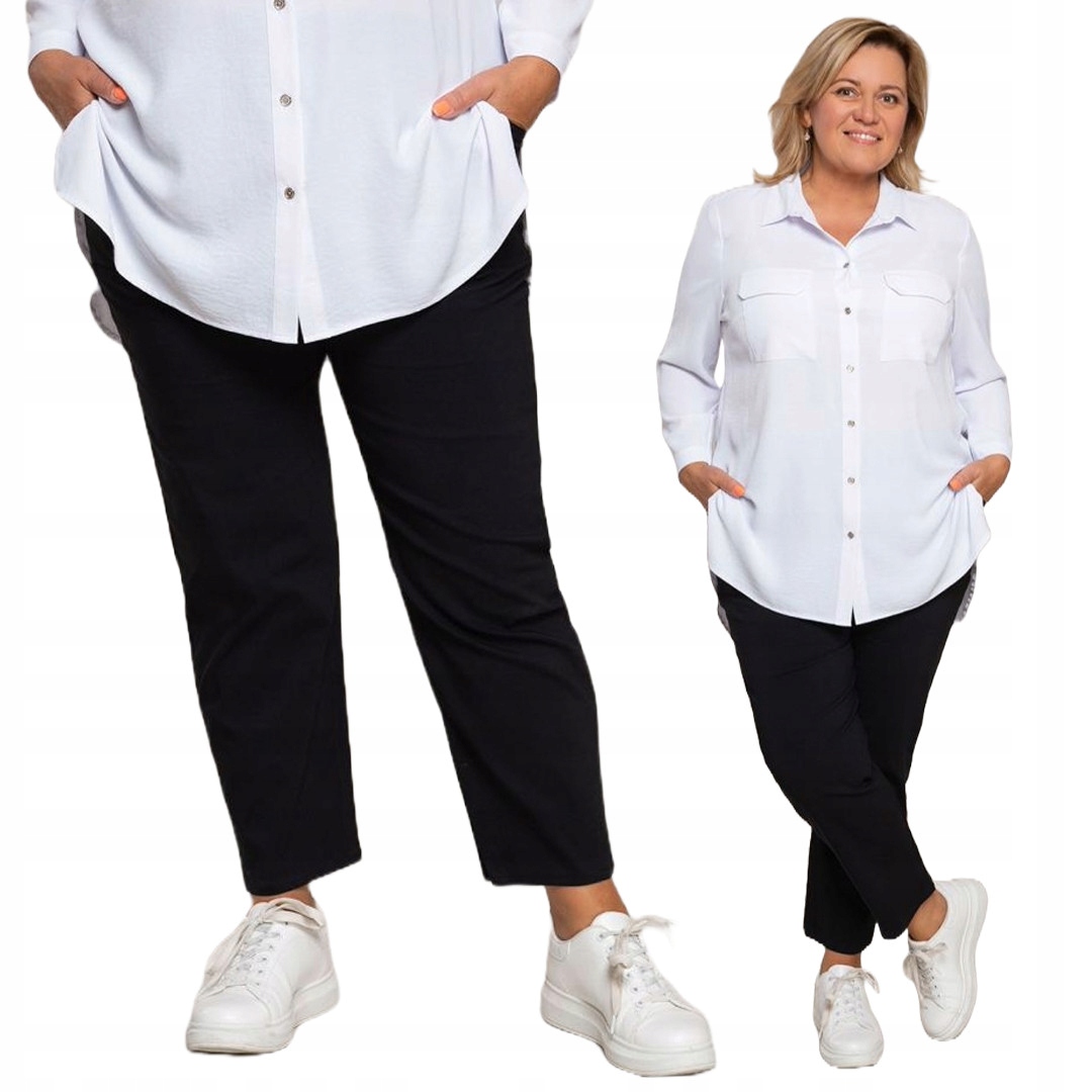 Elastyczne czarne spodnie z bawełną 48