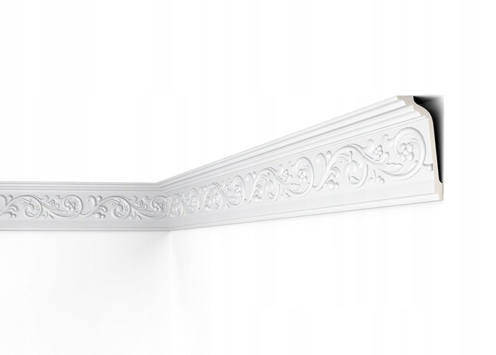 Stropní Lišta Faseta 9 Cm S Ornamentací, zdobená Tvrdou 2 m