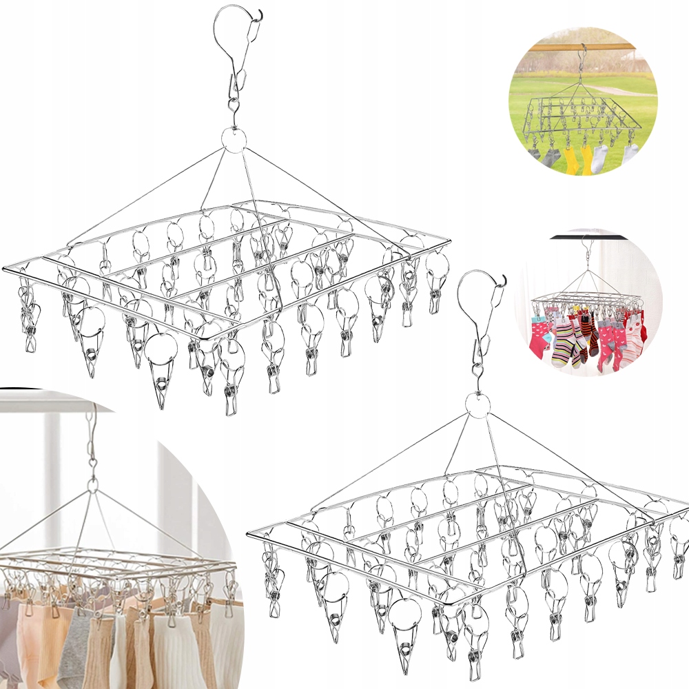 Levně 2 Skládací Sušák Na Ponožky S 36 Kolíčky, Závěsy Na Ponožky S Klipem