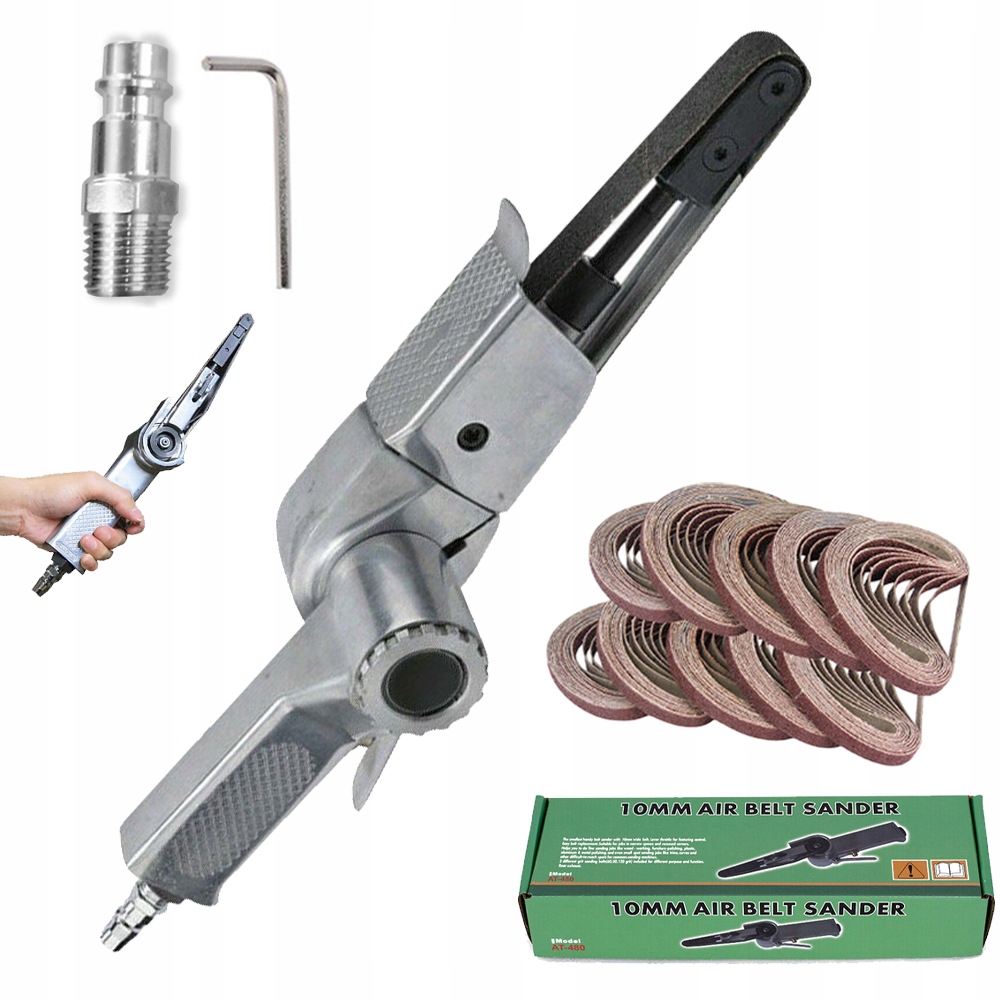 Szlifierka Pneumatyczna 330x10mm Z 25 Pasami i Kluczem Imbusowym