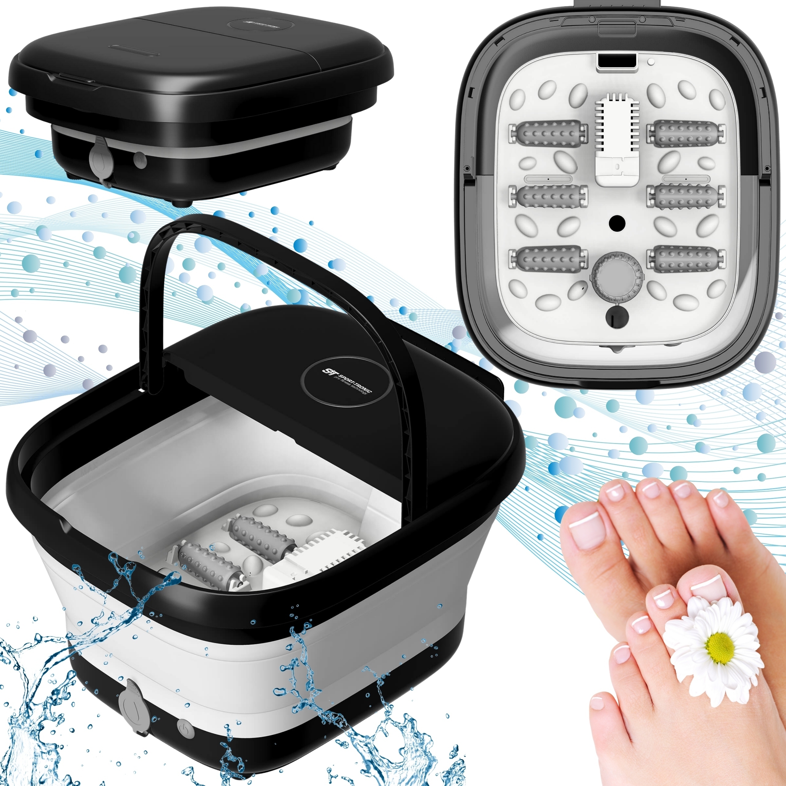 Wodny Masażer Do Stóp Z Podgrzewaniem Bąbelkami Hydromasaż Składany 41-45°C