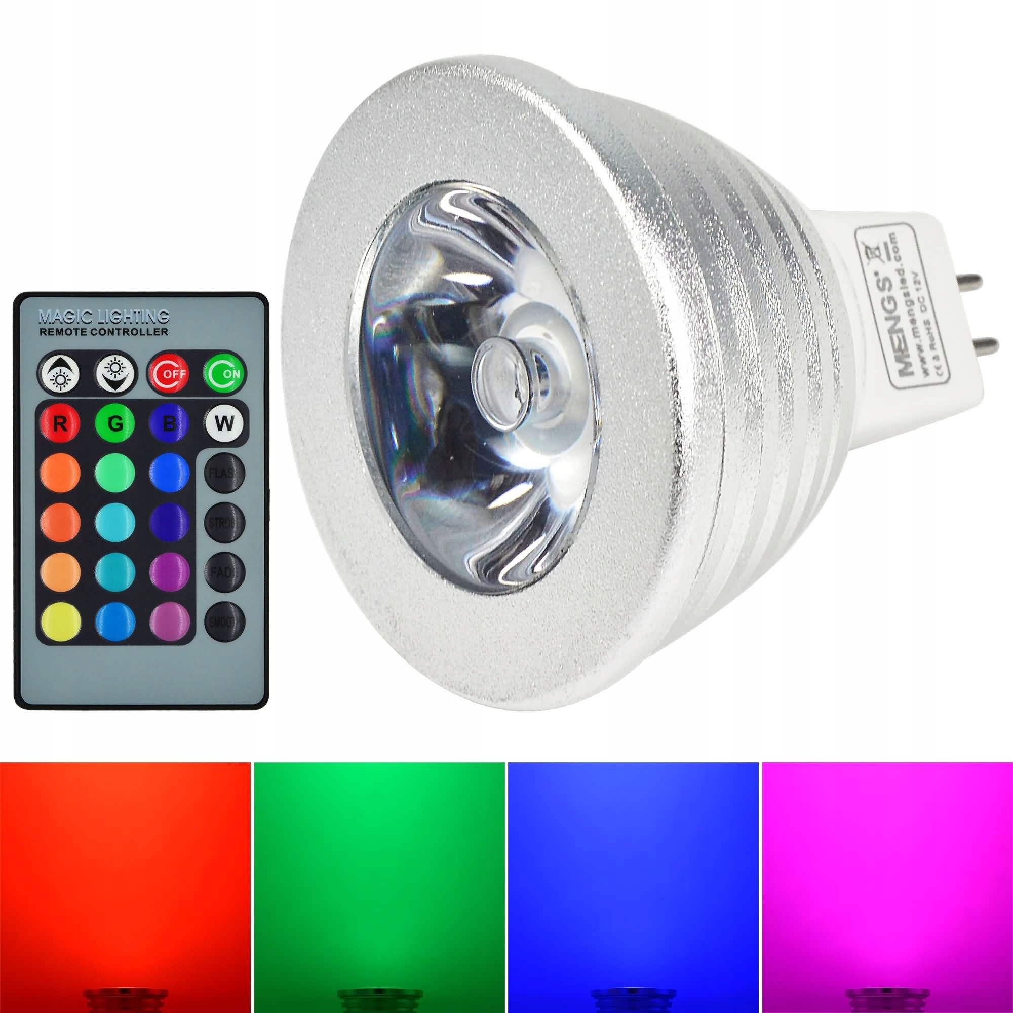 

Żarówka Led MR16 3W=20W Rgb DC 12V pilot
