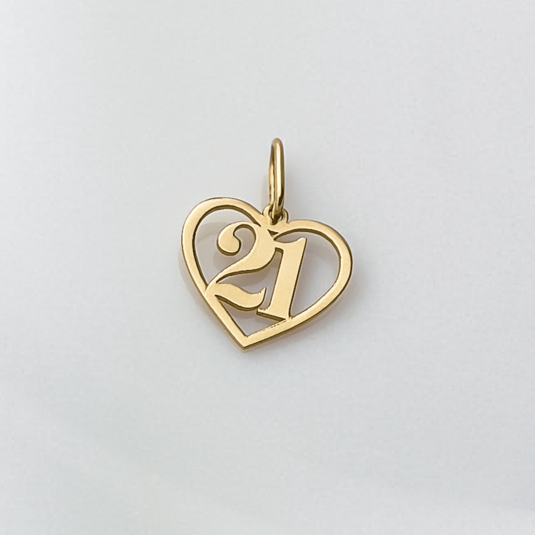 Zlatý přívěsek – číslo 21 v srdci – pr.585