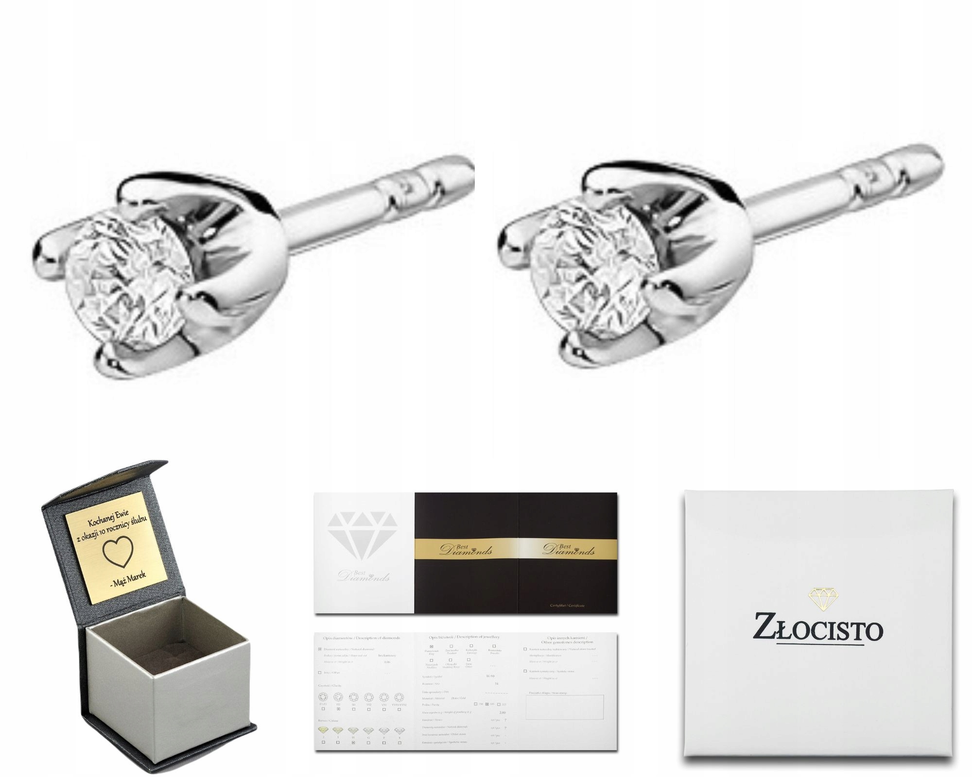 Bílé Zlaté Náušnice S Brilianty 0,16 Ct Tyčinky