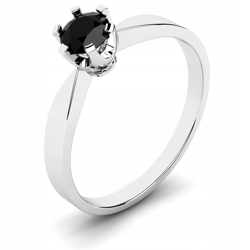 

Pierścionek Białe Złoto Z Czarną Cyrkonią 5MM