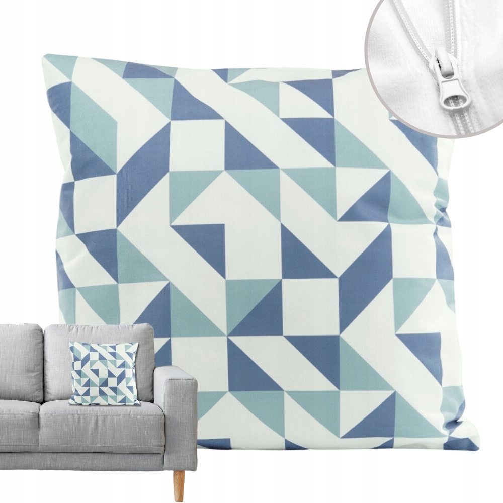 

Poszewka Na Jasiek Turkusowa Trójkąty Błękit 45x45