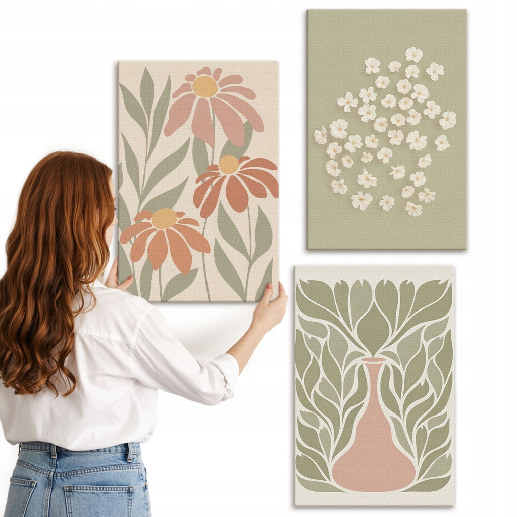 Vícedílná sada obrazů Galerie Květinové motivy boho vzory 3x 40x60 cm