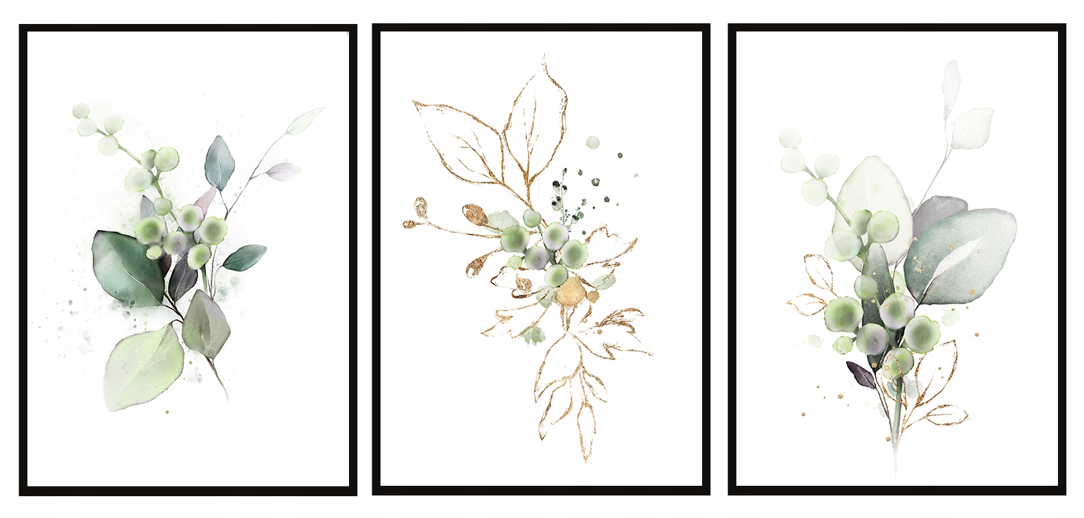 Obraz Plakáty V Rámu 53x73 cm Triptych Sada 3 obrazů Rostliny květiny P820