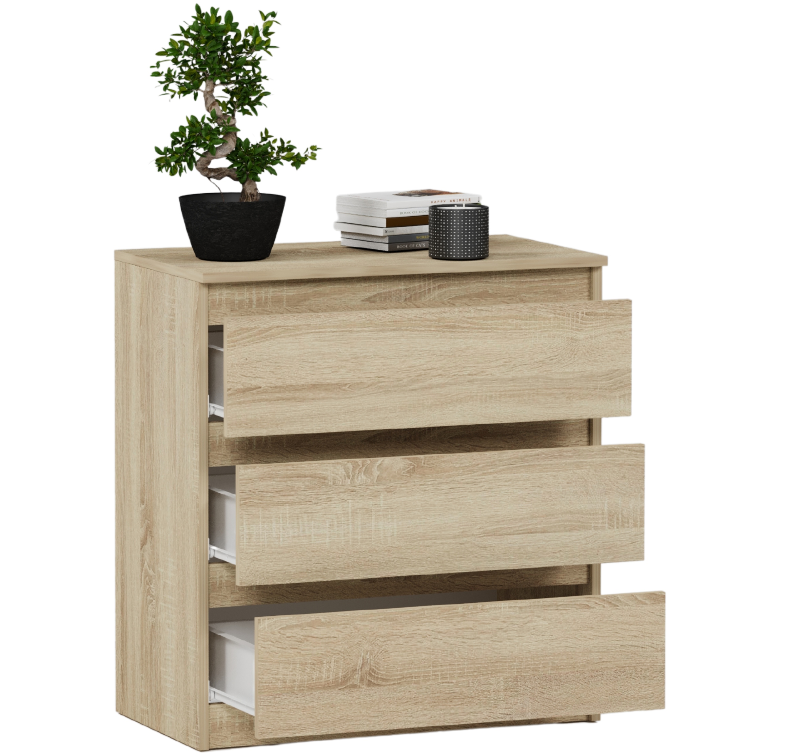 Modna DUŻA KOMODA 3 SZUFLAD SZAFKA PL R-3 SONOMA