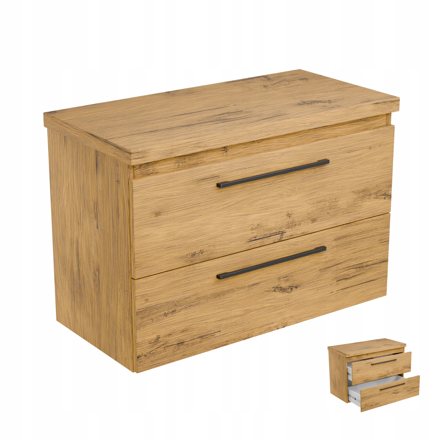 Kúpeľňová skrinka pod umývadlo Závesná doska Dub Loft Zásuvky Mat 80 x 40