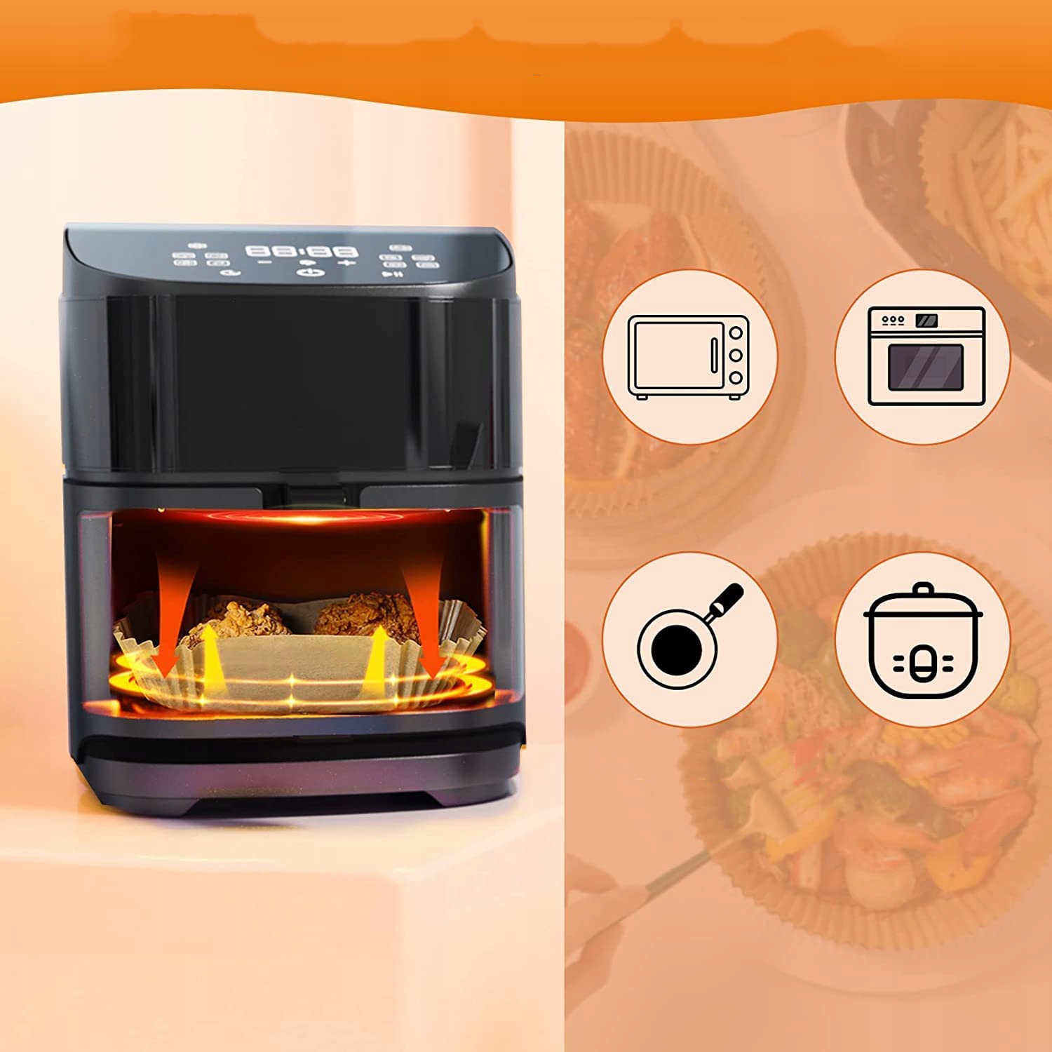 100SZT PAPIER DO PIECZENIA DO FRYTKOWNICY POWIETRZNEJ AIR FRYER 20CM Kolor brązowy