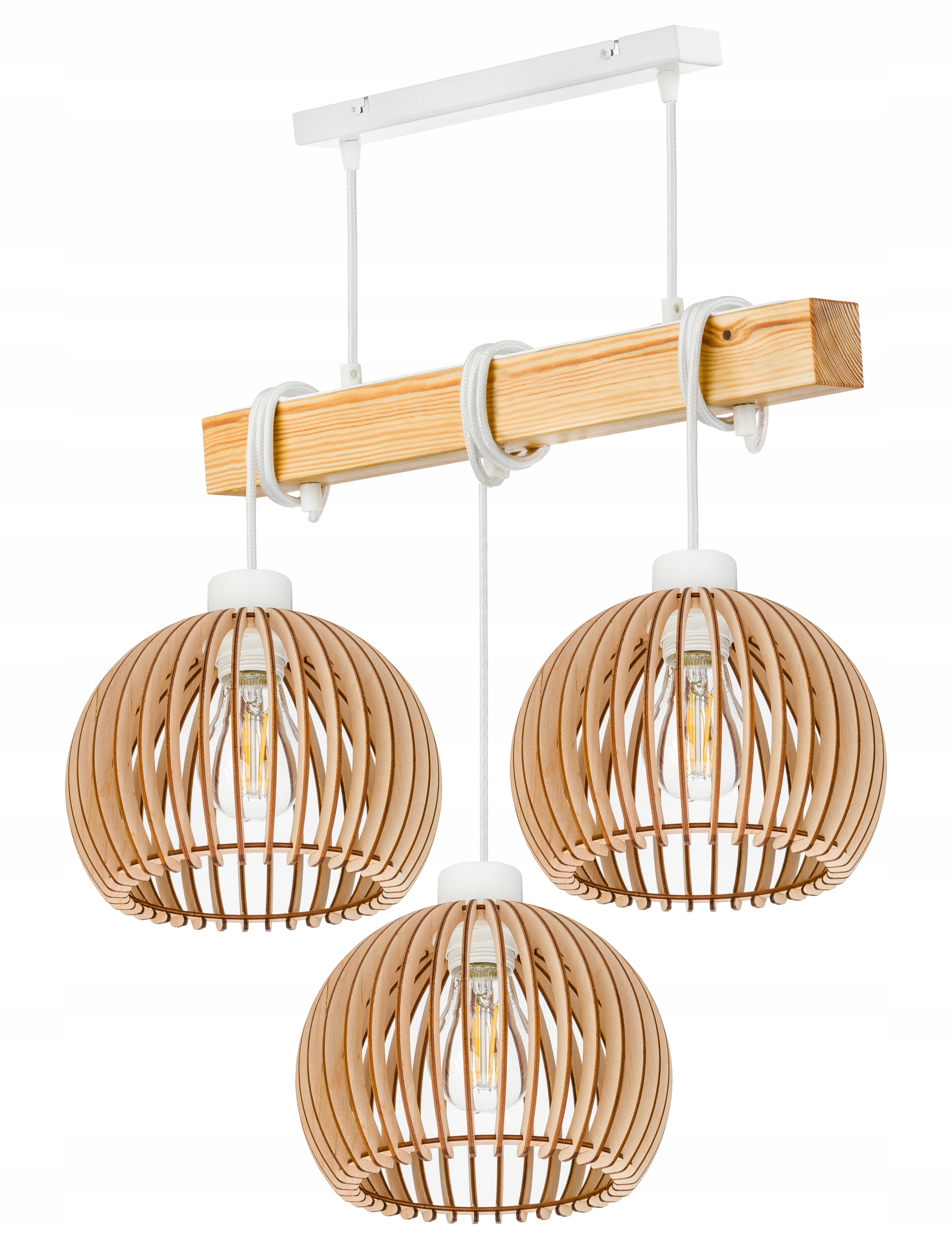 Dřevěná závěsná stropní lampa Lustr Zwis Loft Kula Dřevo E27