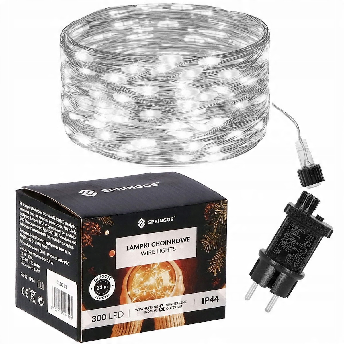 

Lampki Druciki 30m Mikro Led Biały Zimny Choinkowe