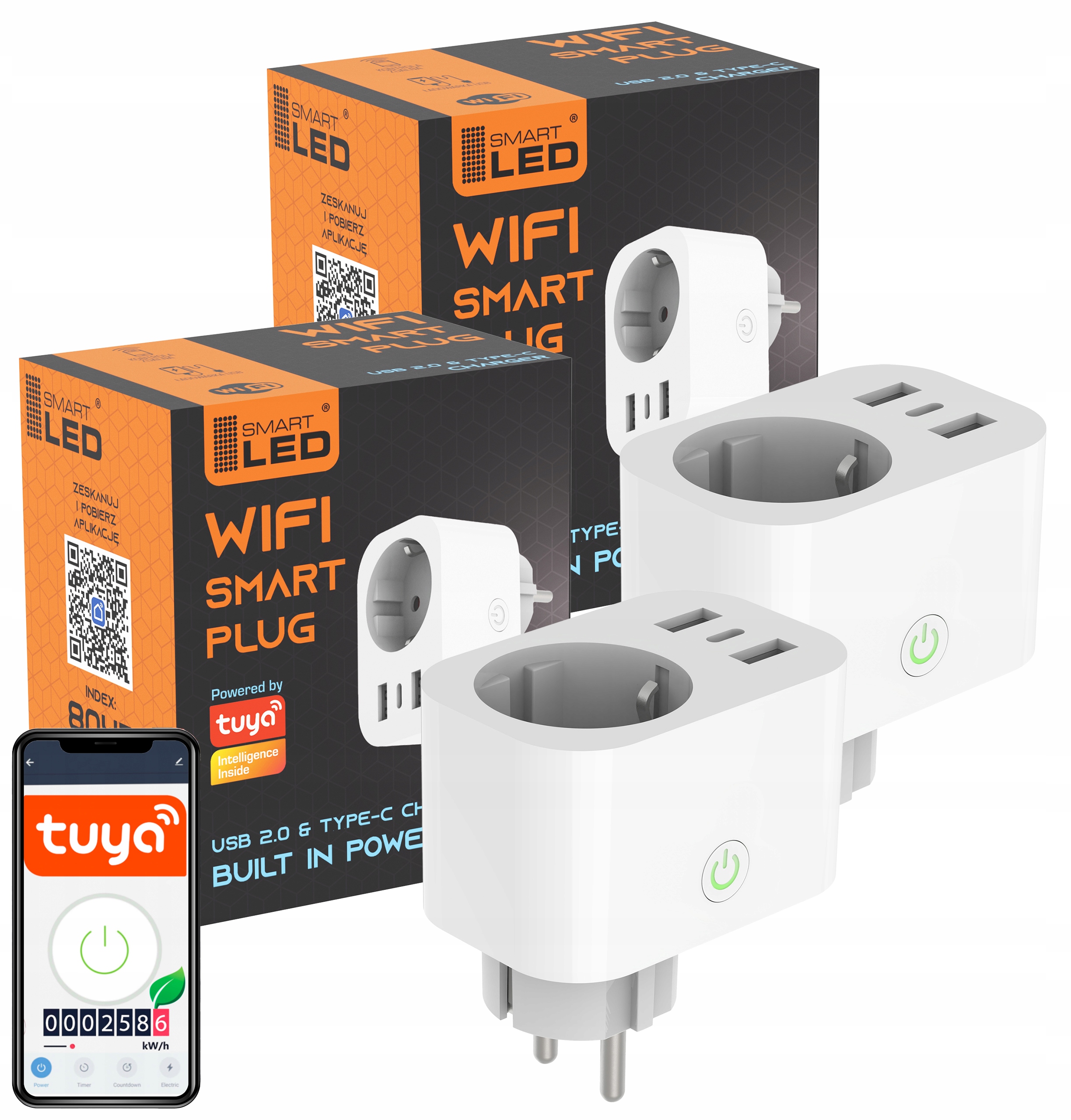 

Gniazdko WiFi inteligentne Tuya ładowarka Usb