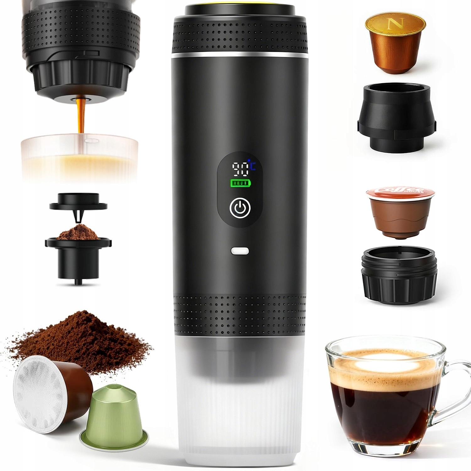 Přenosný Bezdrátový Kávovar Na Kapsle, Snadné Použití, 2500 Mah