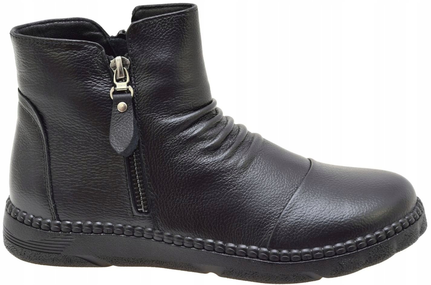 Dámské kotníkové boty kožené černé, zateplené na zip Cambell 26-15324 VEL.36