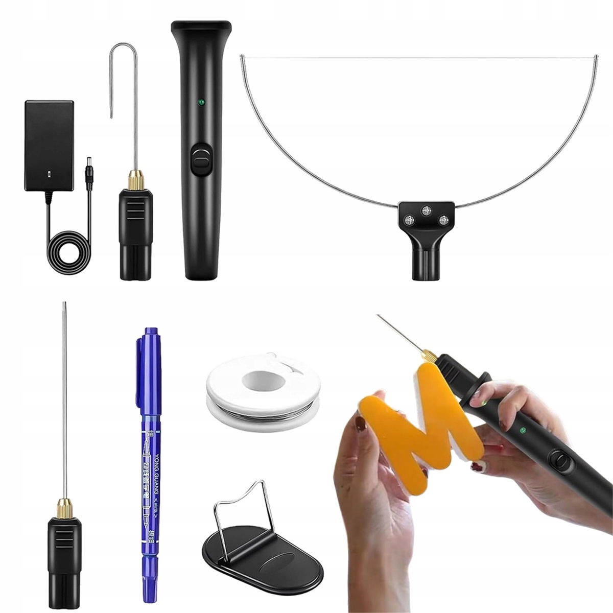 Řezačka polystyrenu s držákem a stojanem pro gravírování