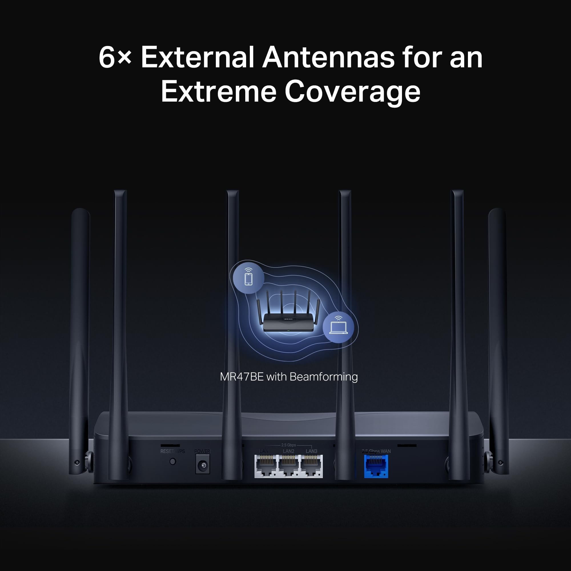 MERCUSYS Router Tri-Band BE9300 WiFi 7 4x2,5G Porty 6 Anten 6GHz VPN WPA3 — miniatura 8