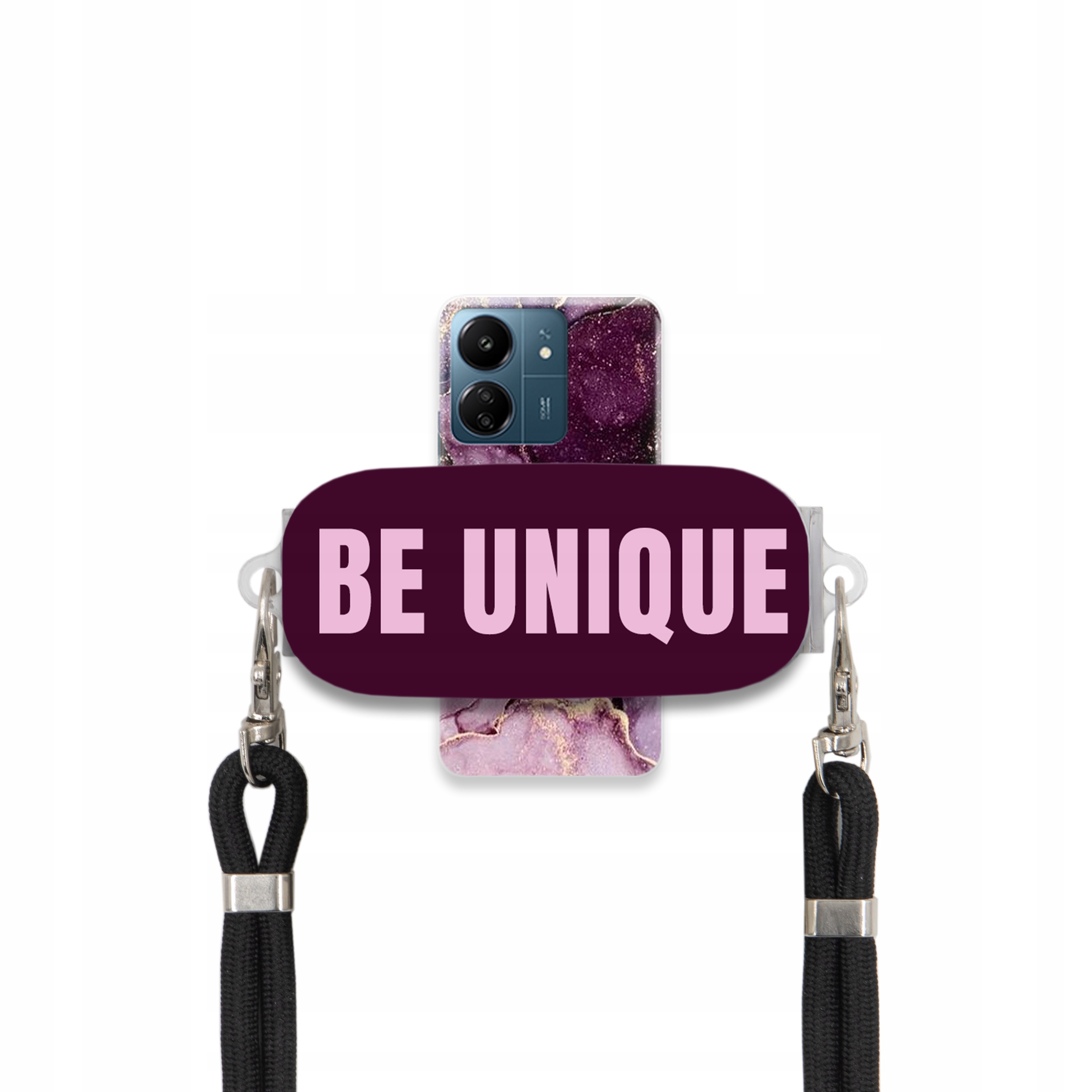 Puzdro pre Xiaomi Redmi 13C 4G Case držiak na šnúrku Čierny fialový mramor